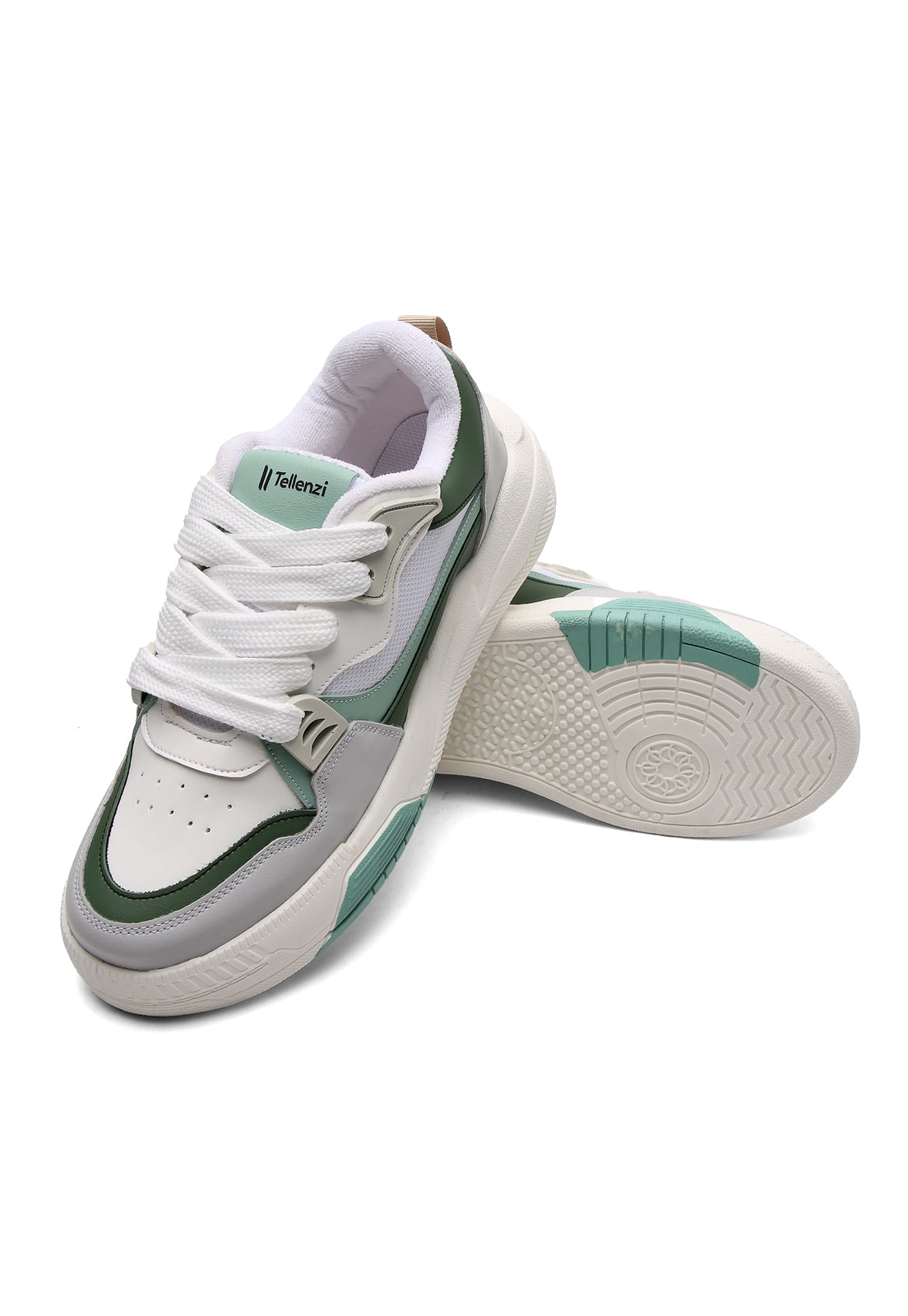 Tenis Sneakers Dama Marfil-Verde Tellenzi 150