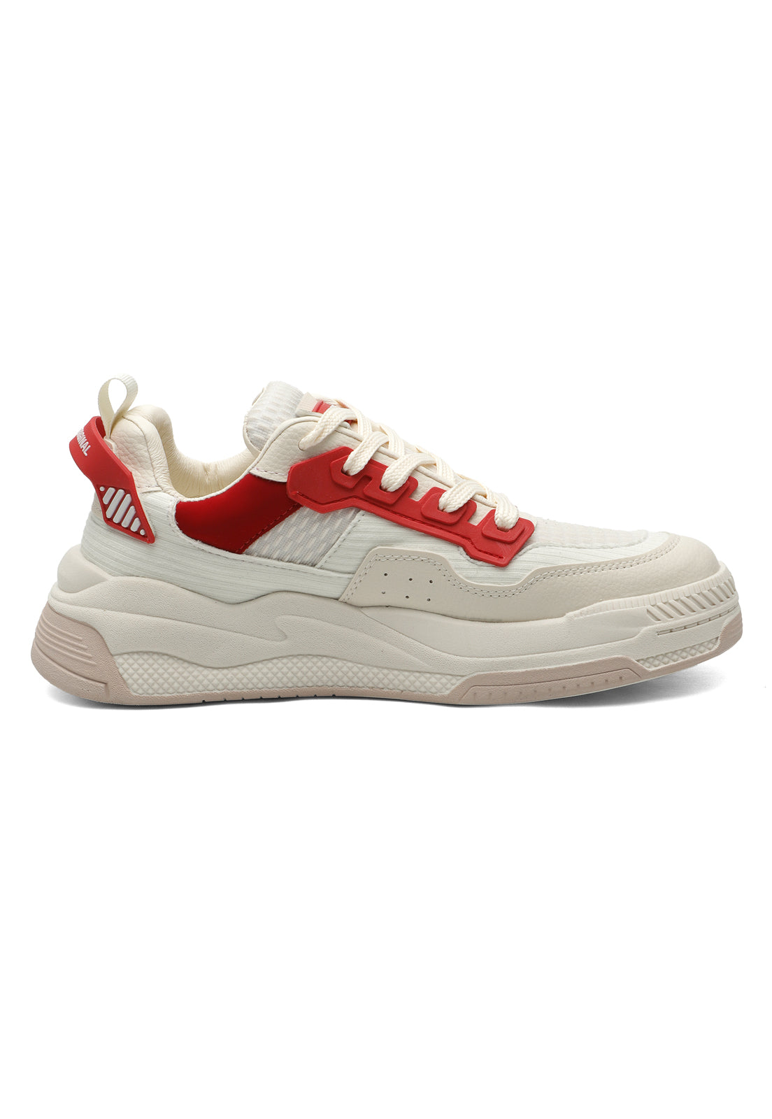 Tenis Sneakers Dama Beige-Rojo Tellenzi D711